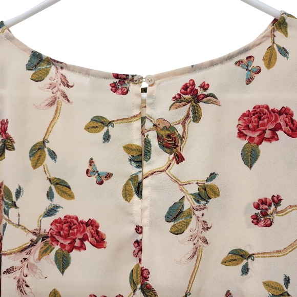 Disney By Lauren Conrad Whimsical Floral and Animal Print Blouse‎ Size Large - Picture 3 of 8